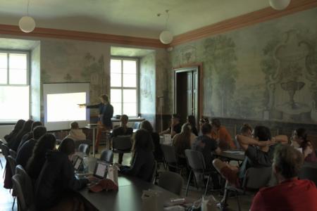 Dr Sixtus Bolom-Kotari w czasie wykładu pt. The Landscape of Broumov Region, Pilgrimage, Sacral Monuments in the Landscape, Group of Churches in the R